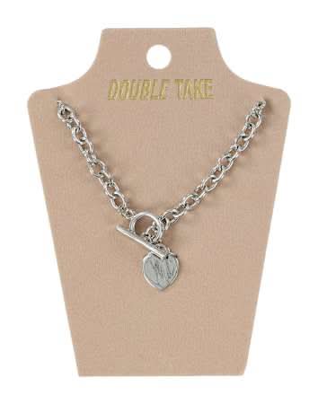 Double Take Silver Heart Necklace