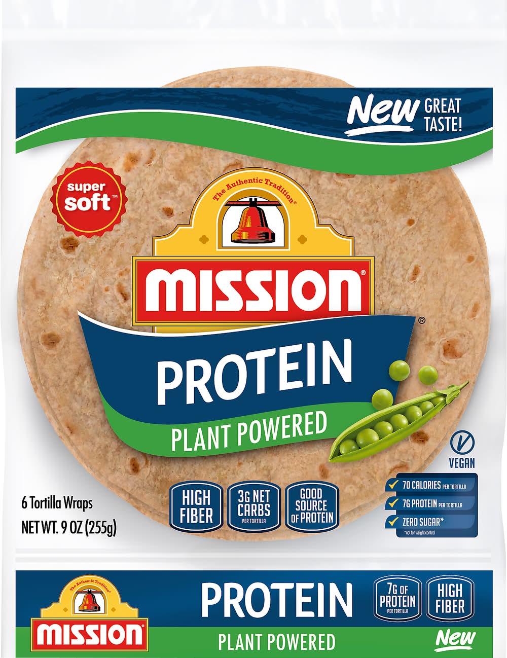 Mission Protein Plant Powered Tortilla Wraps (9 oz, 6 ct)