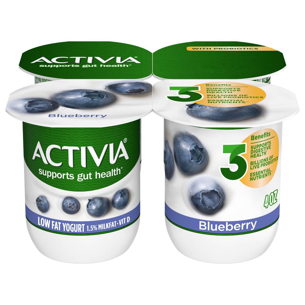 Activia Blueberry Lowfat Yogurt (4 x 4 oz)