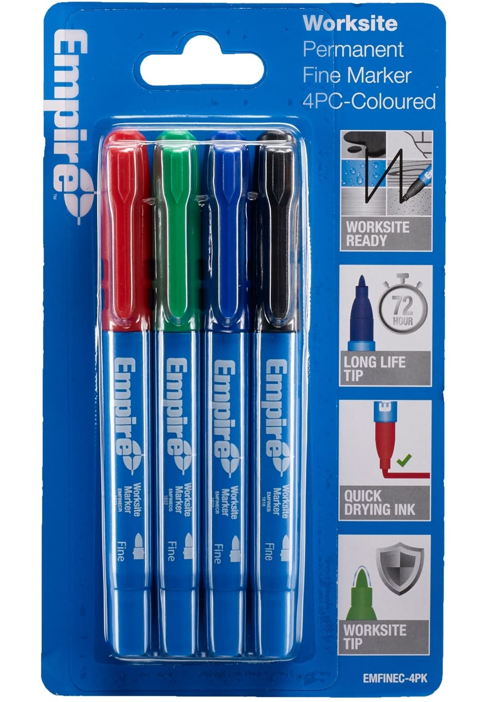 Empire Coloured Fine Marker Pens - 4 Pack