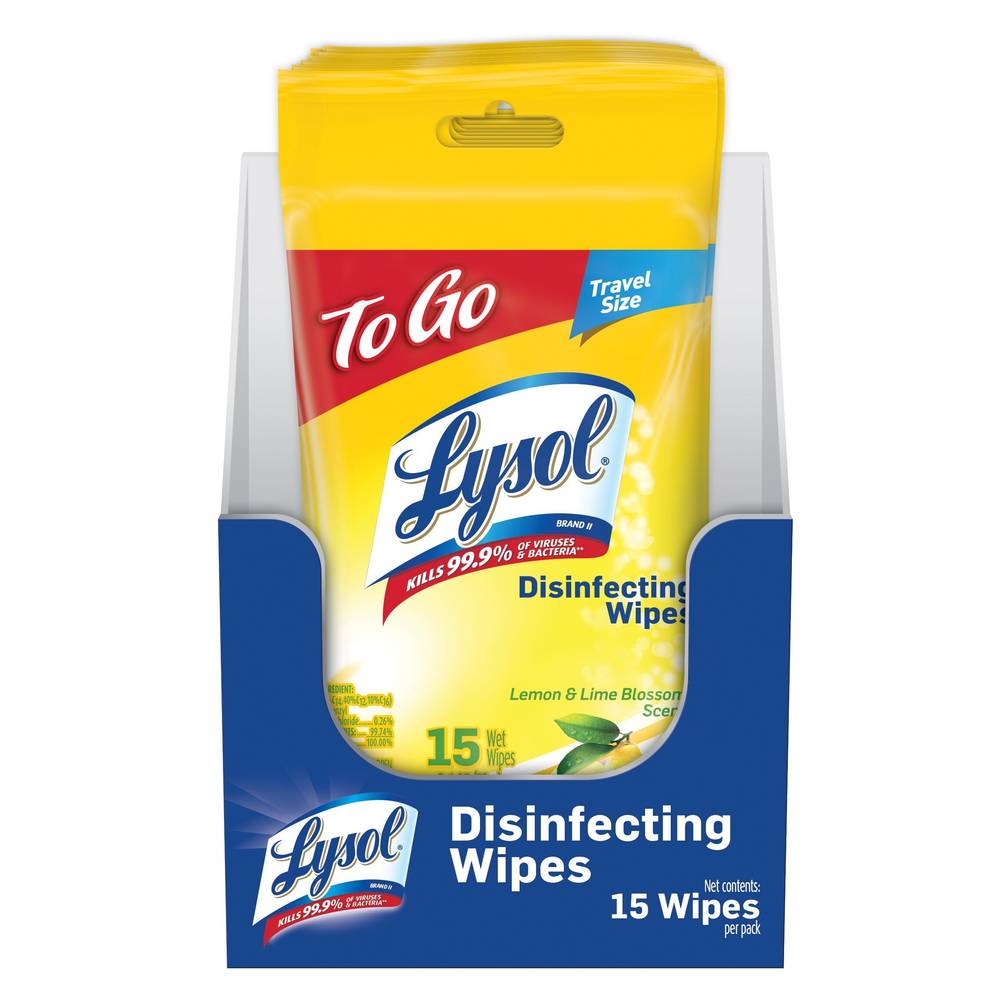 Lysol Travel Size Disinfecting Wipes, 15Ct