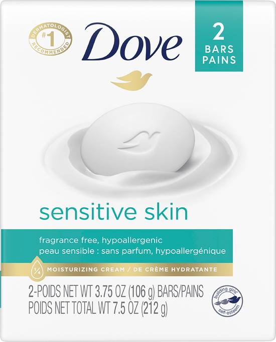 Dove Hypoallergenic Sensitive Skin Fragrance Free Beauty Bars ( 2ct)