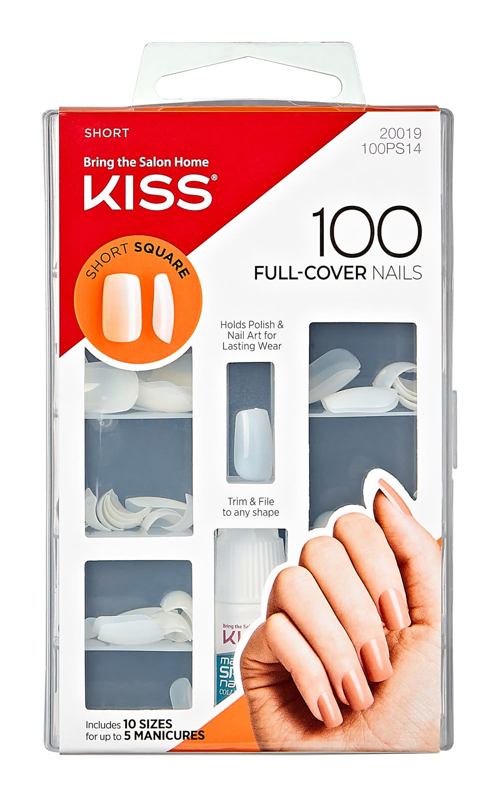 KISS Short Square Full-Cover Nails (3.2 oz, 100 ct)