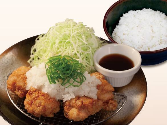 鬼おろしポン酢本格唐揚げ５個定食 Japanese AuthenticFriedChicken(５ Piece) w/ Grated Radish Set Meal
