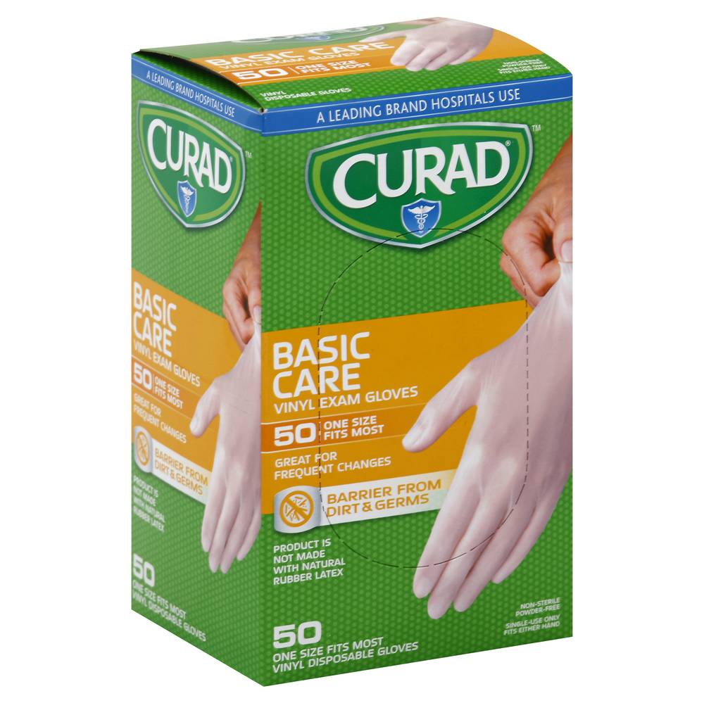 Curad Basic Care One Size Fits Most Vinyl Exam Gloves (50 ct)