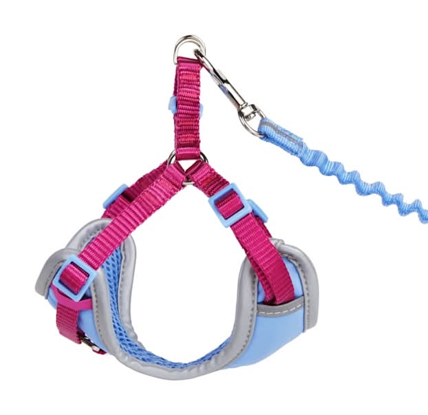 YOULY Reflective Utility Cat & Large Cat Harness & Leash Set, Purple & Pink, Small/Medium
