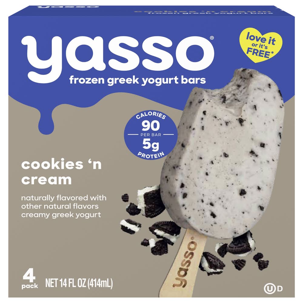 Yasso Greek Yogurt Bars, Cookies 'N Cream (14 fl oz, 4 ct)