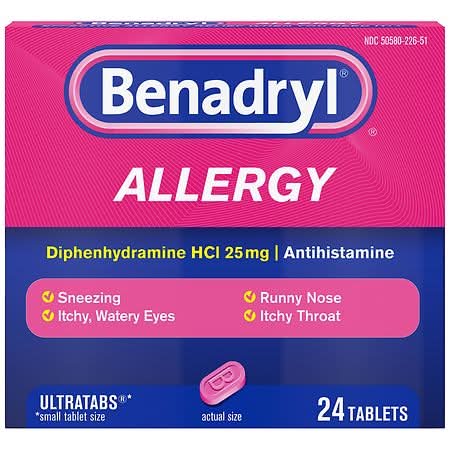 Benadryl Ultratabs Diphenhydramine Allergy Relief Tablets 25 mg (24 ct)
