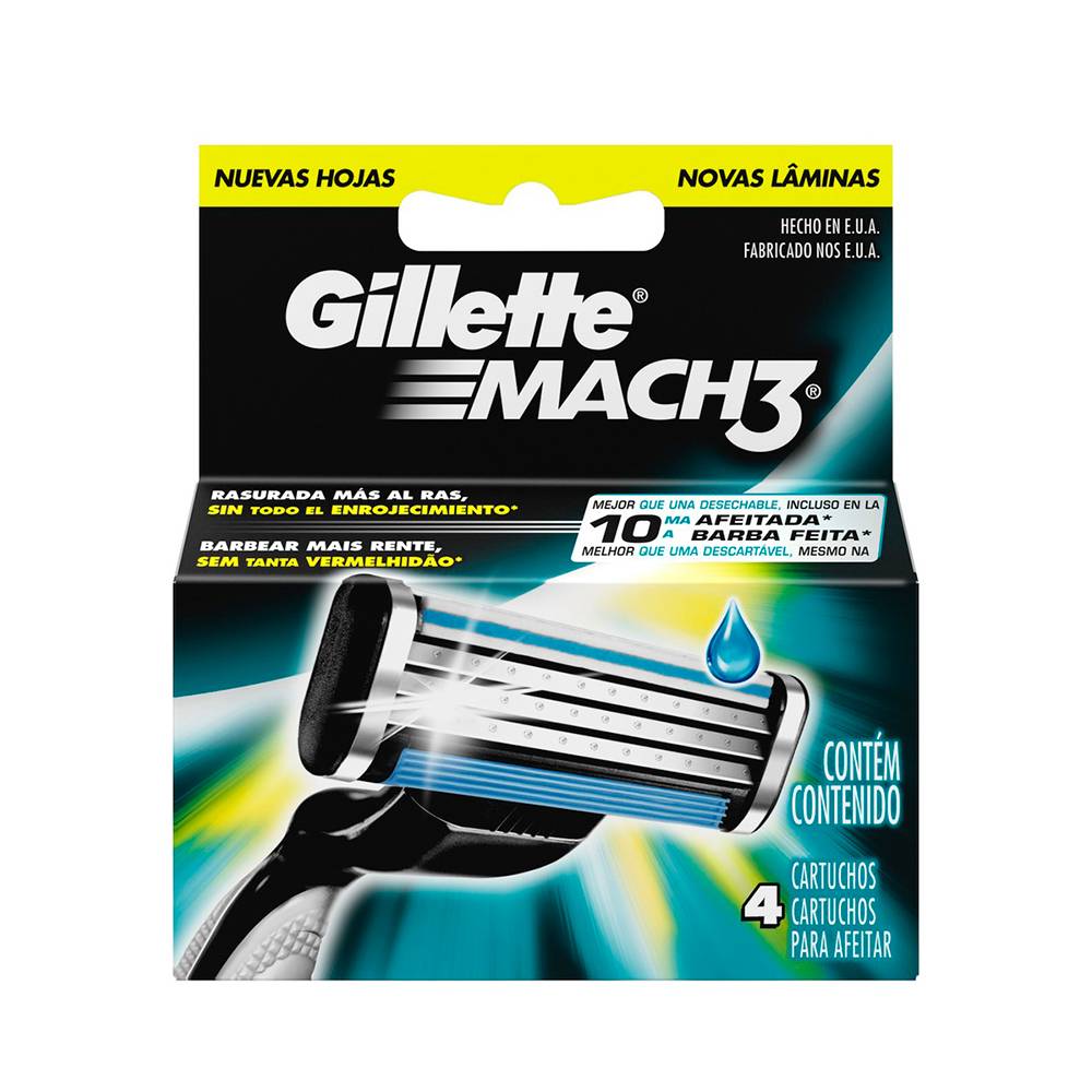 Gillette cartuchos para afeitar mach3 (blister 4 piezas)
