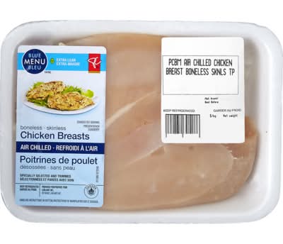 PC Blue Menu Air Chilled Boneless Skinless Chicken Breasts, Tray Pack