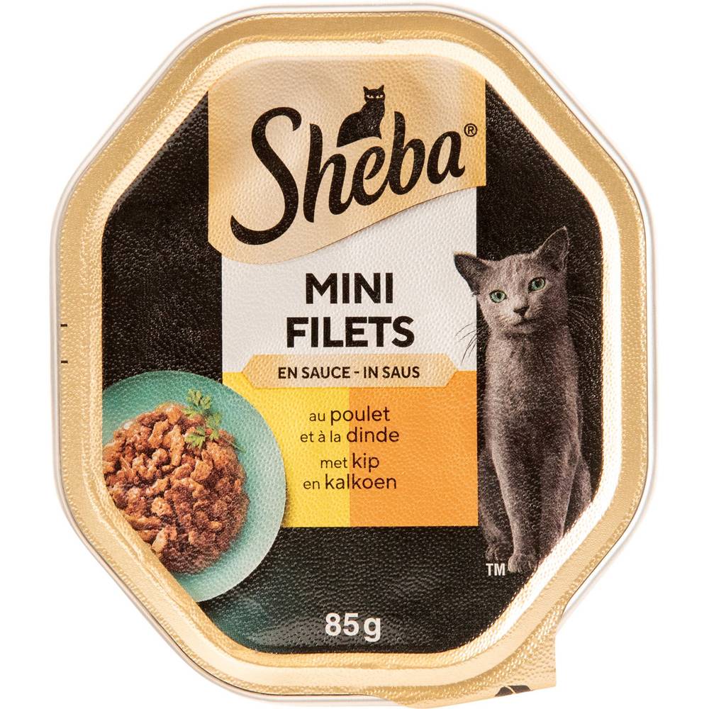 Sheba Mini Filets Barquette en Sauce au Poulet & à la Dinde 85 g