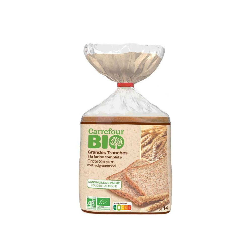 Carrefour - Pain de mie complet bio grandes tranches (500g)