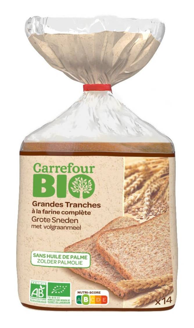 Carrefour Bio - Pain de mie complet bio grandes tranches (14)