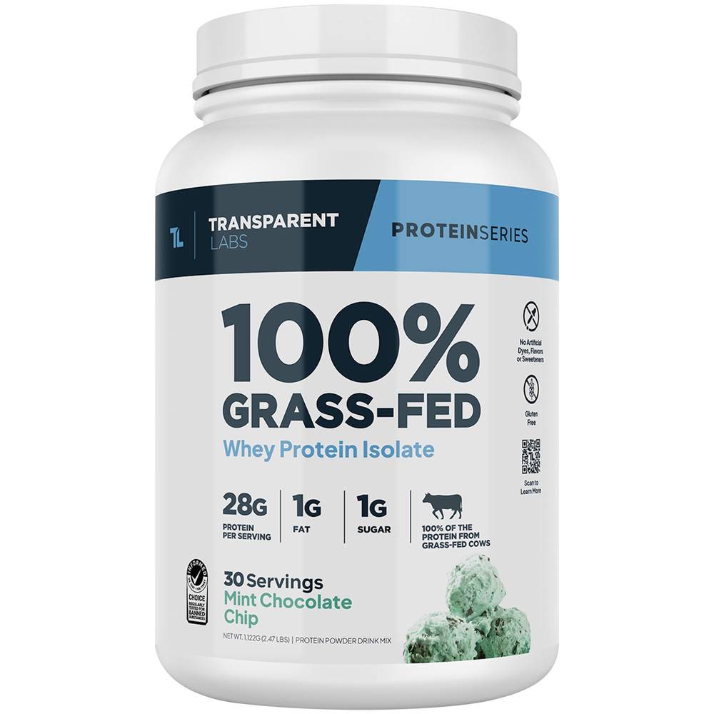 100% Grass Fed Whey Protein Isolate - Mint Chocolate Chip (2.47 Lbs. / 30 Servings)