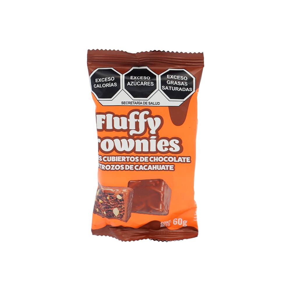 Miniso fluffy brownies cubiertos (chocolate/cacahuate)