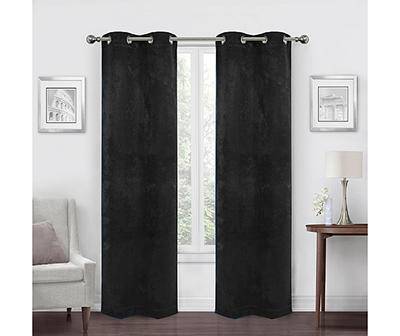 Broyhill Velvet Abstract Blackout Grommet Curtain Panel Pair (84in/black)
