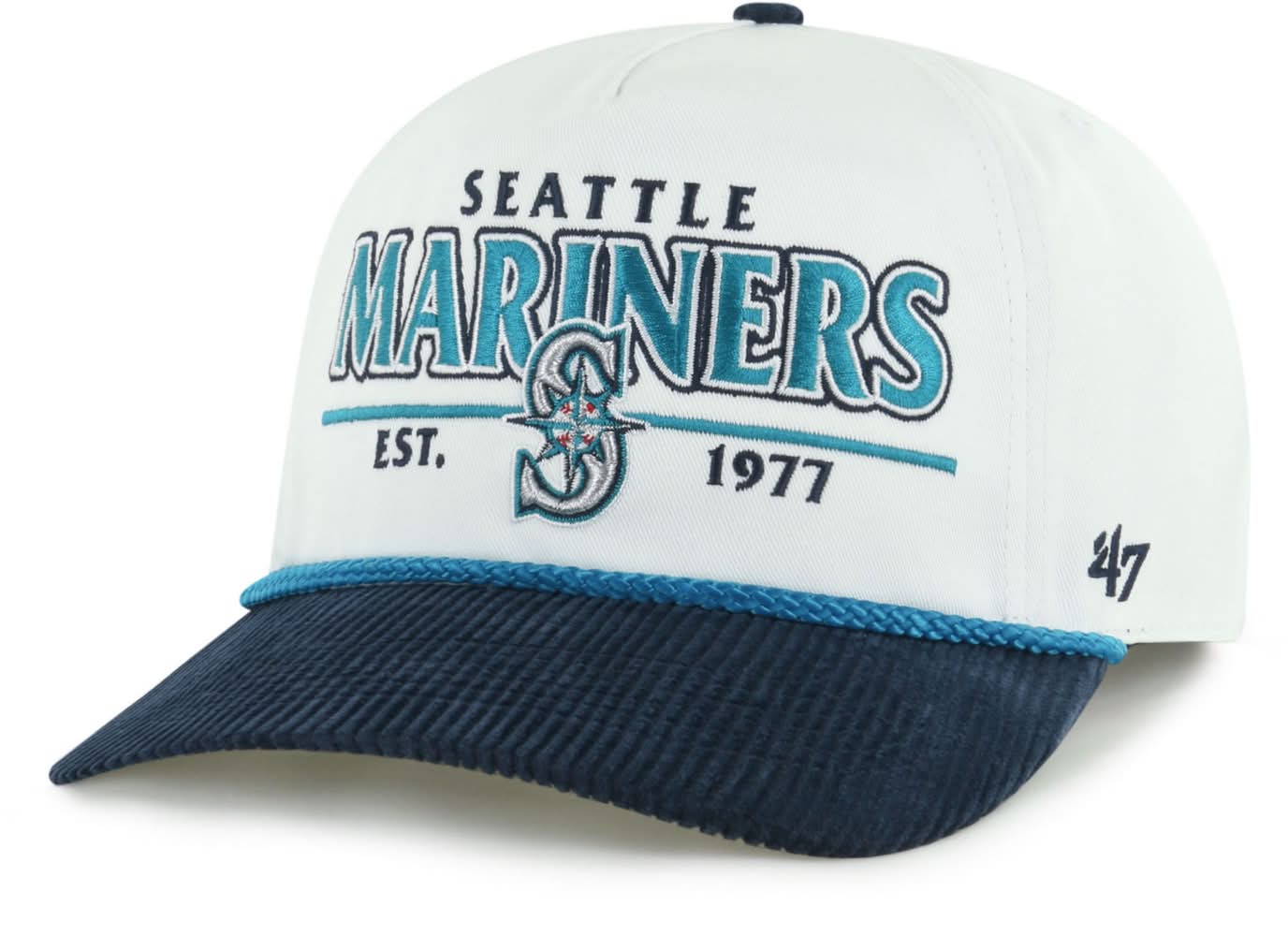 '47 Adult Seattle Mariners White Rustic Hitch Adjustable Hat (One Size)