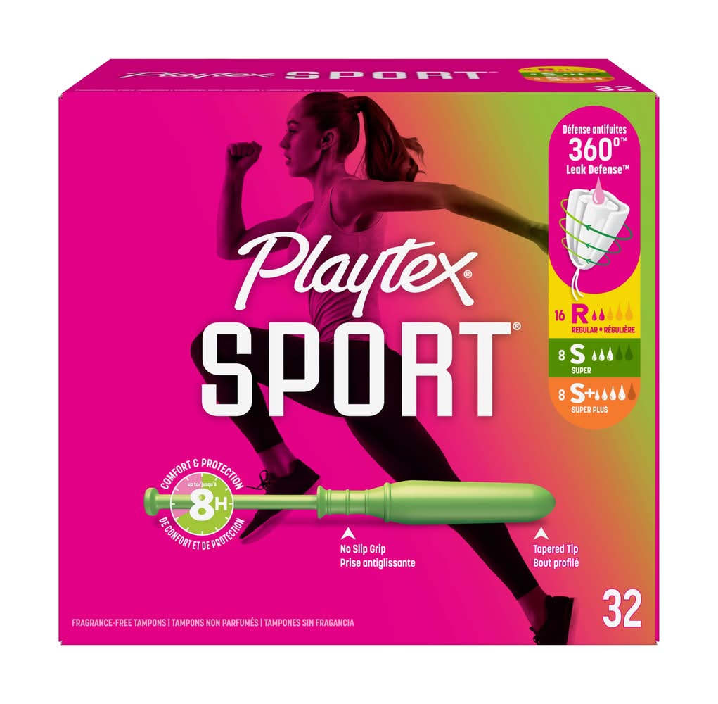 Playtex Sport Regular Super Plus Plastic Applicator Tampons (32 ct)