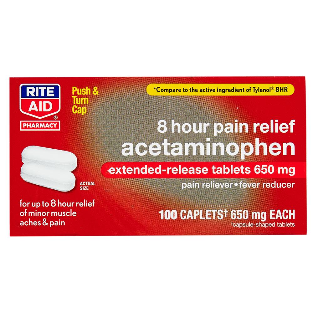 Rite Aid 8 Hour Pain Relief Acetaminophen 650 mg Caplets (100 ct)