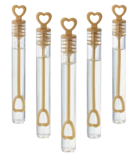 Celebrate It Heart Bubble Wands, Clear-Gold (13 fl oz, 100 ct)