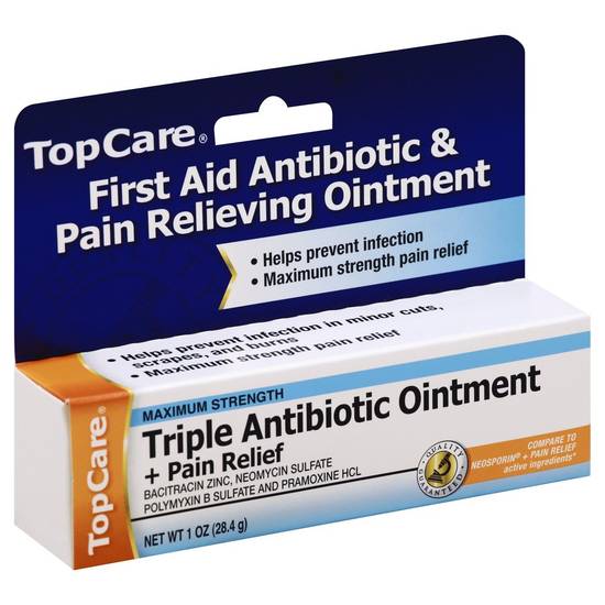 Top Care Maximum Strength Triple Antibiotic Ointment + Pain Relief