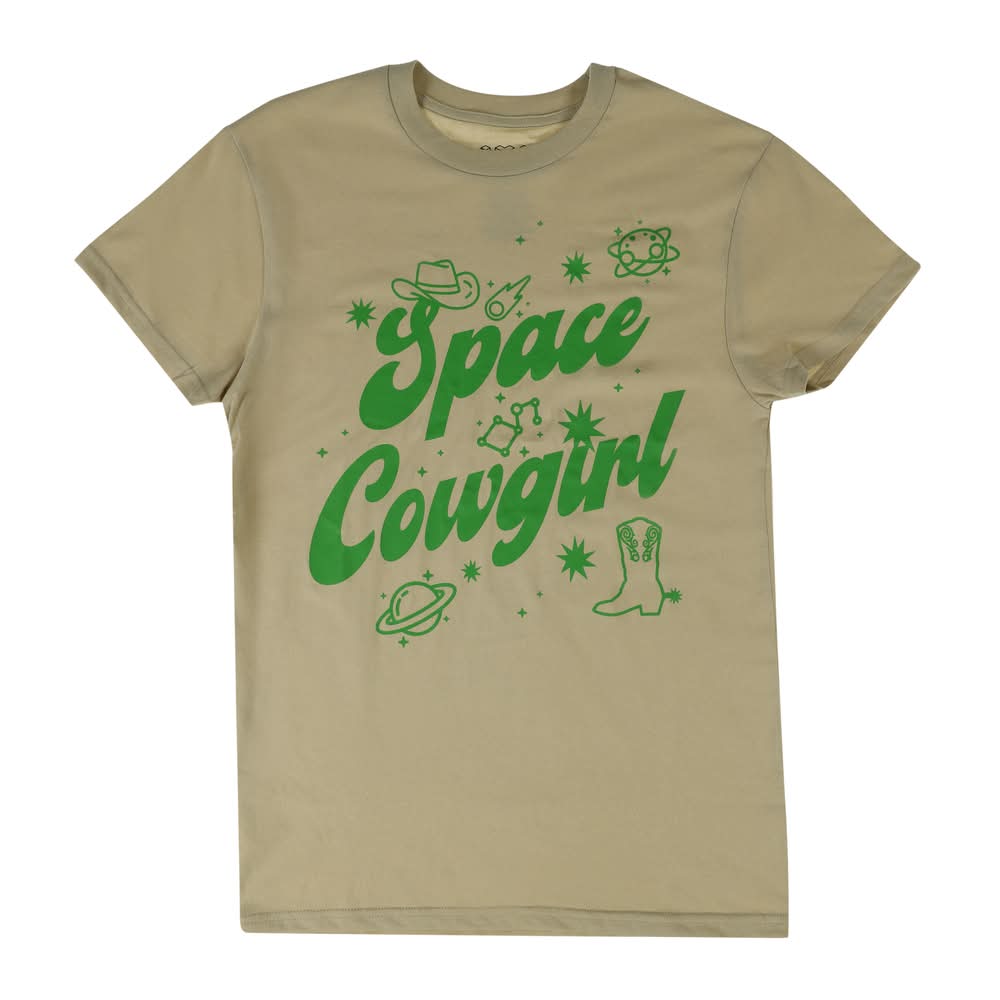 'Space Cowgirl' Graphic Tee Large Light Brown
