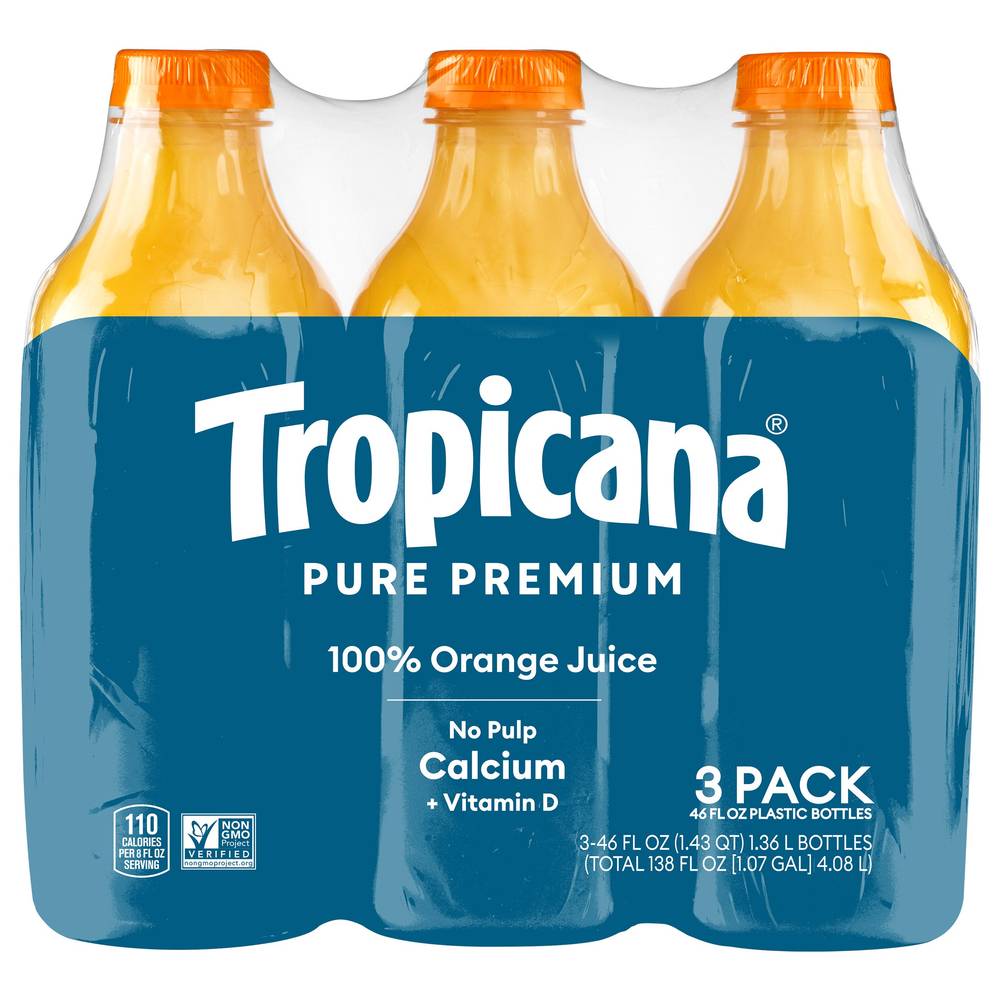 Tropicana Pure Premium Orange Juice With Calcium (3 x 46 fl oz)