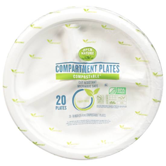 Open Nature 10 Inch Compostable Compartment Plates (20 ct)
