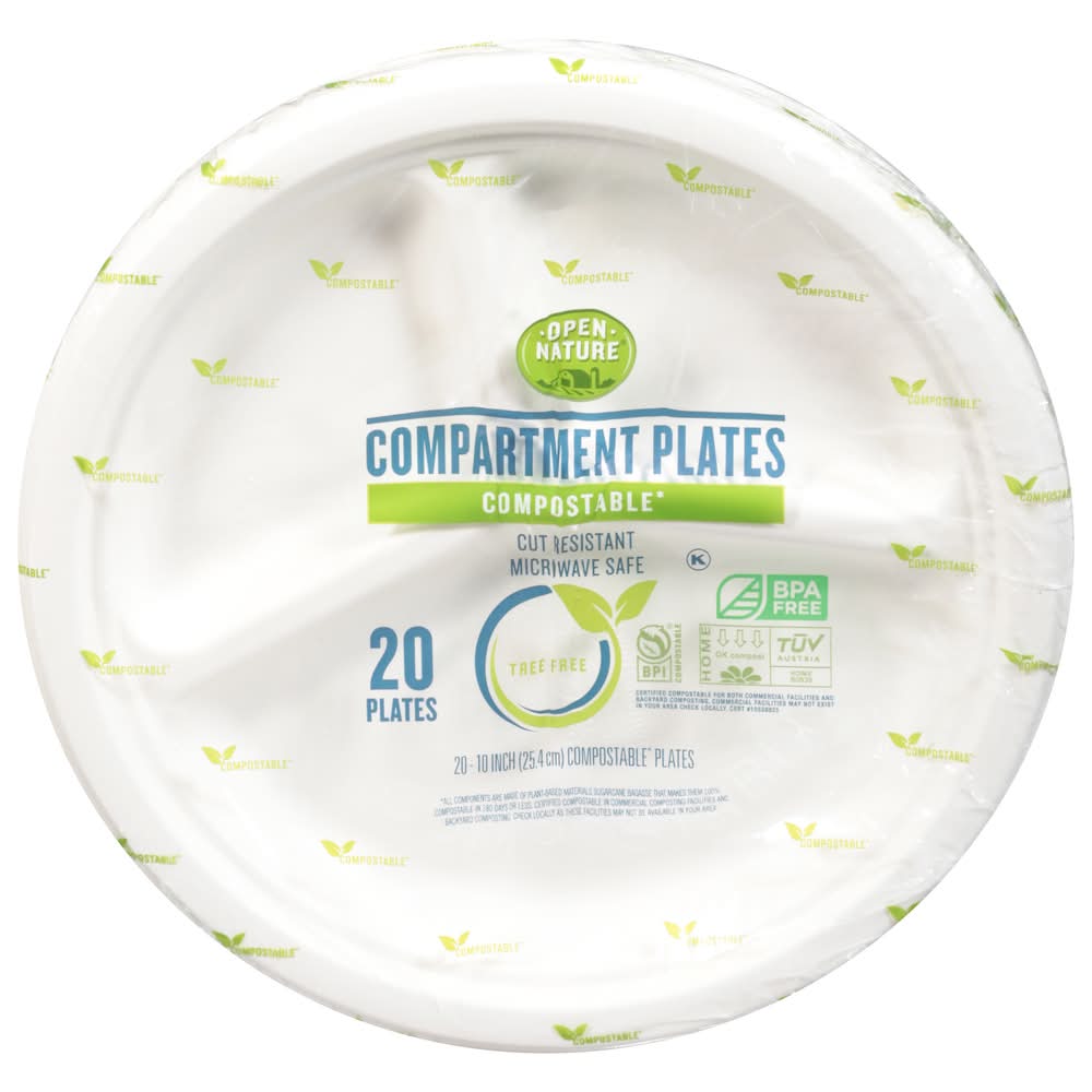 Open Nature 10 Inch Compostable Compartment Plates
