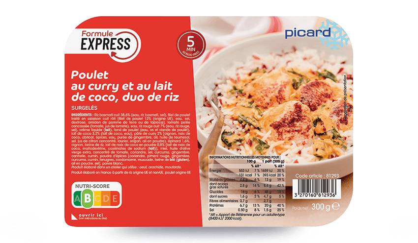 Poulet au curry et au lait de coco, duo de riz