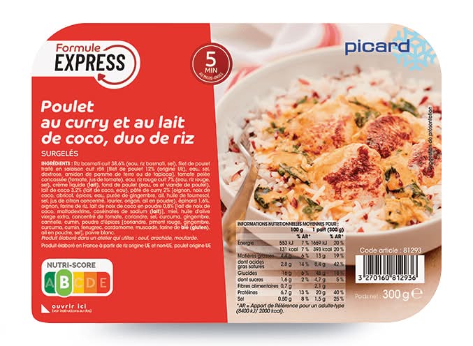 Poulet au curry et au lait de coco, duo de riz, Formule express