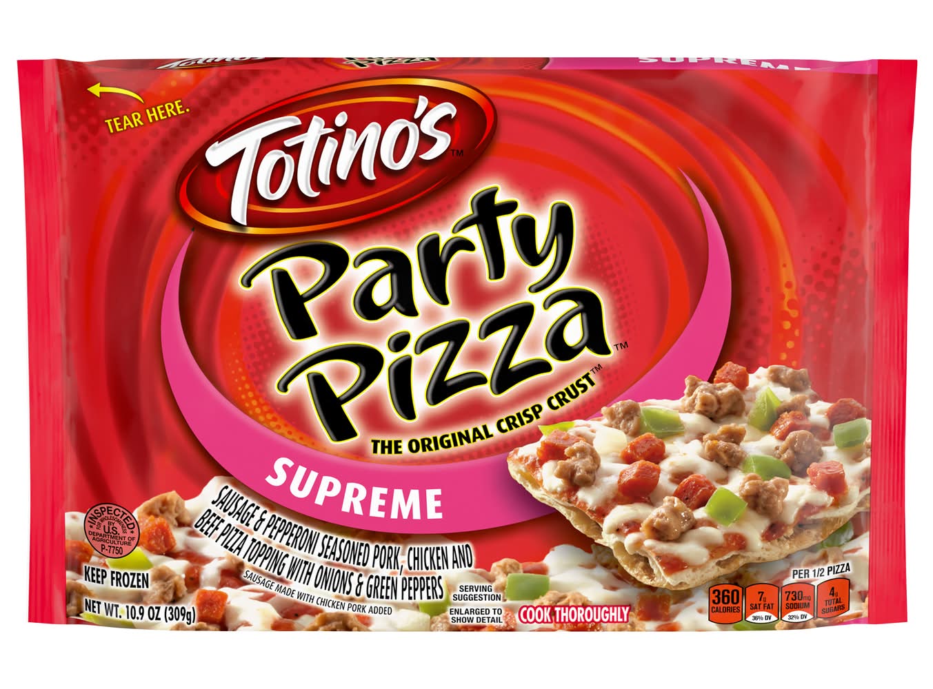 Totino's Original Crisp Crust Supreme Party Pizza, Supreme (10.9 oz)