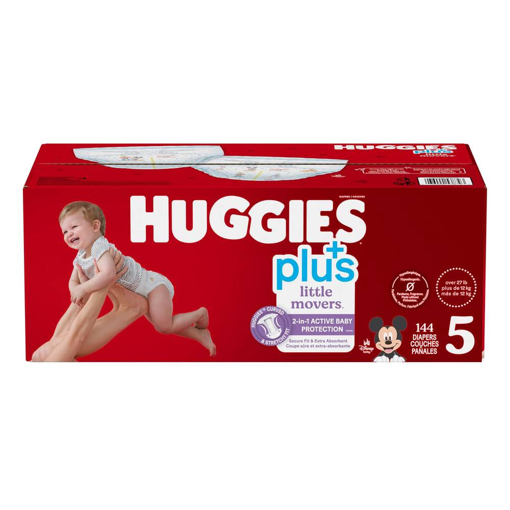 Huggies Little Movers Plus Diapers, Size 5, Pack Of 144