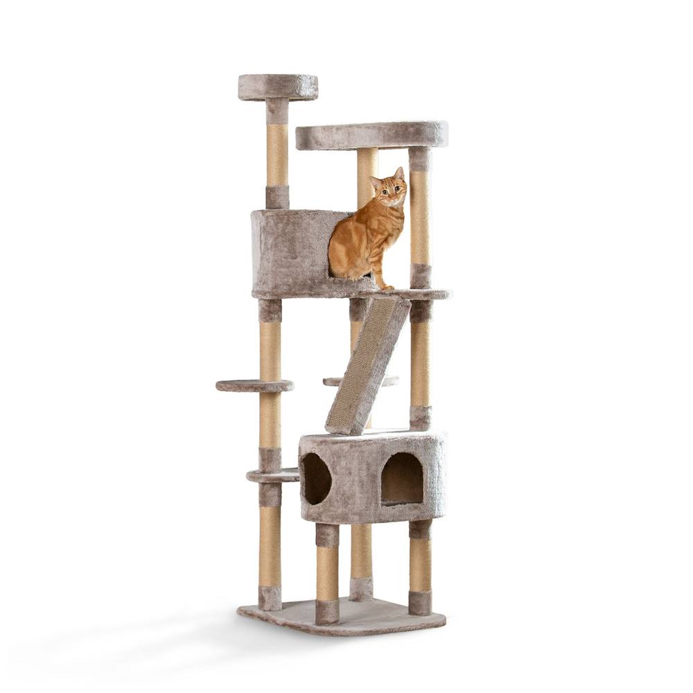Whisker City® 70-in Plush Mansion Cat Tree (Color: Tan)