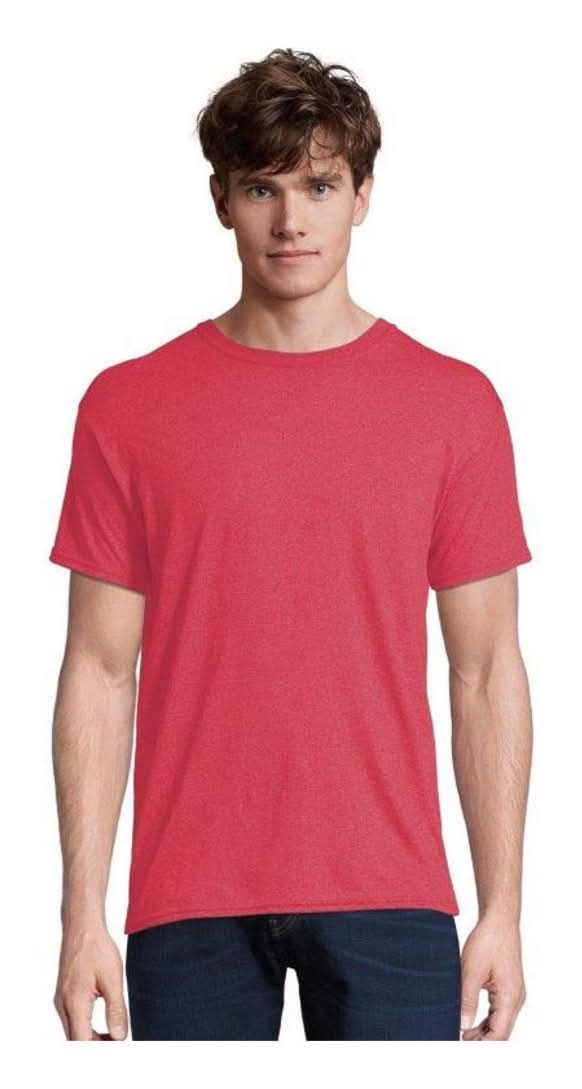 Hanes Wicking Short Sleeve T-Shirt, Men, L, Heather Red