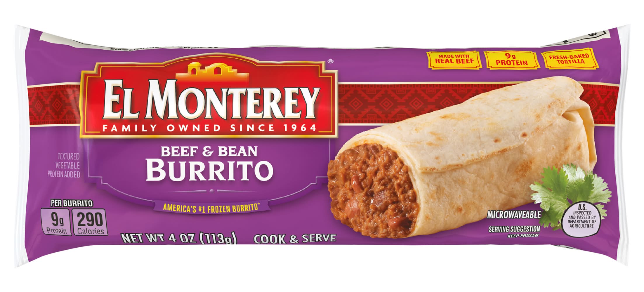 El Monterey Beef & Bean Burrito Single Serve (4 oz)
