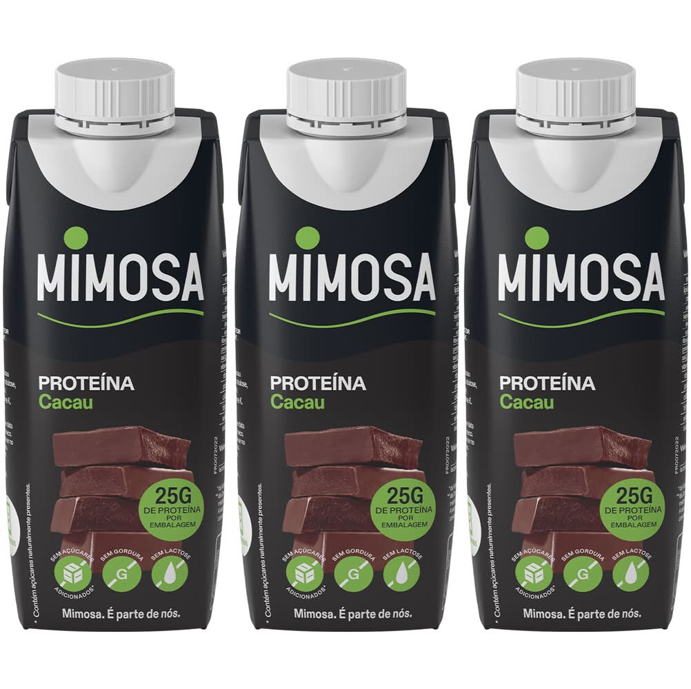 Leite Proteína Cacau sem Lactose Mimosa (emb. 3 x 250 ml)