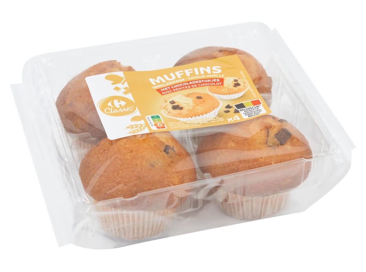 Carrefour Classic'' Muffins Vanille avec Pépites de Chocolat 4 x 75 g