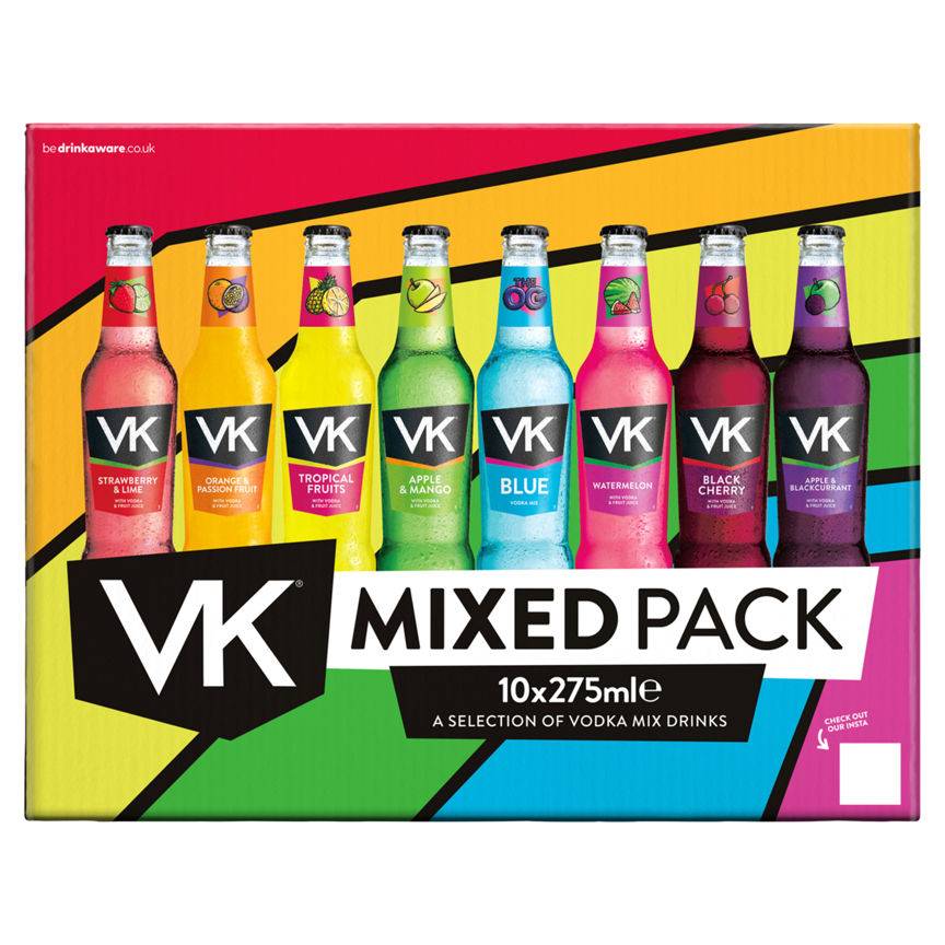 Vk Mixed pack a Selection Of Vodka Mix Drinks (10 pack, 275 ml) (assorted)