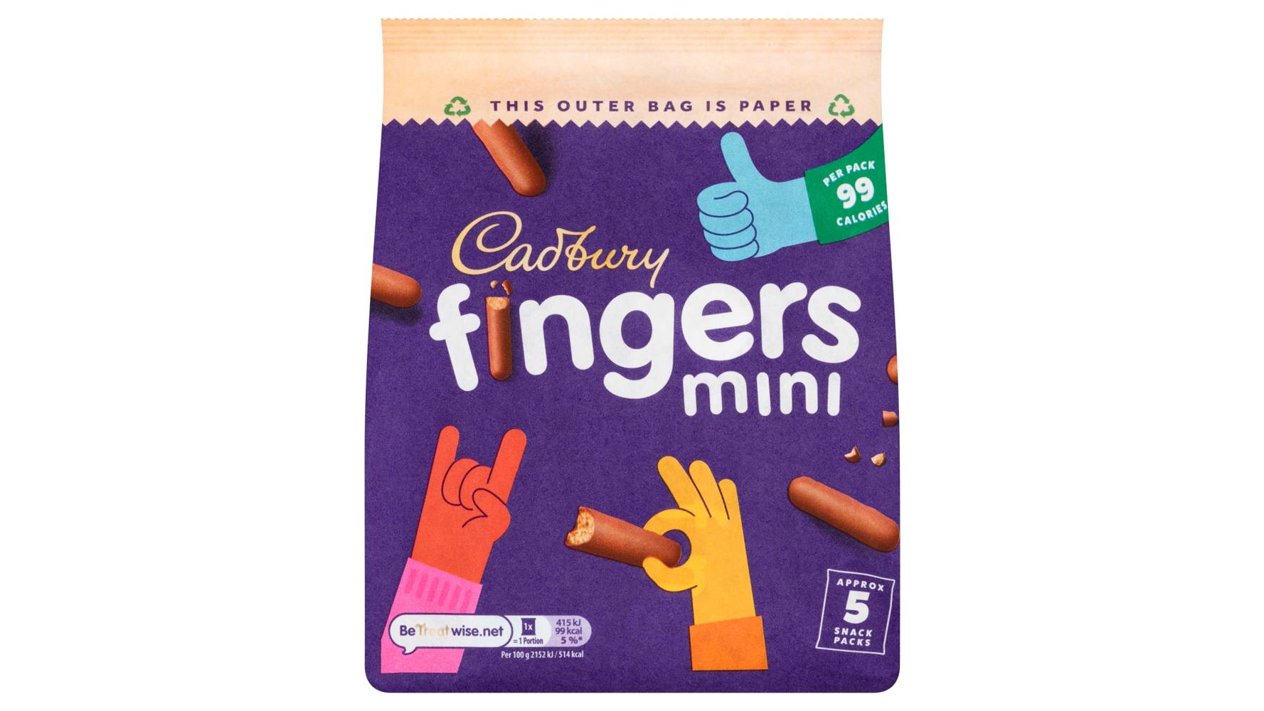 Cadbury Fingers Milk Chocolate Mini Biscuits (5 pack)