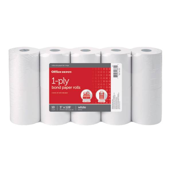 Office Depot 1-Ply White Bond Paper Rolls