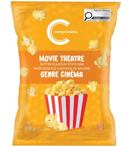Compliments Movie Theatre Popcorn, Butter (190 g)