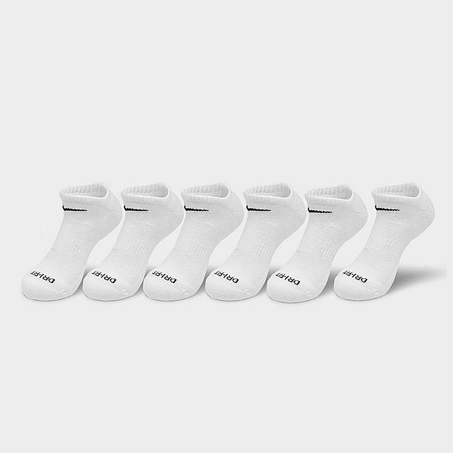 Nike Everyday Plus Cushioned No-Show Training Socks, Large, White-Black (6 pack)