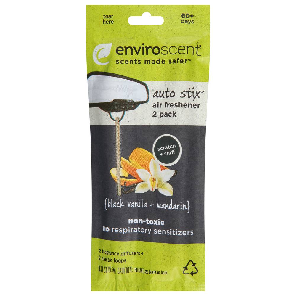 Enviroscent Auto Stix Black Vanilla + Mandarin Car Freshener