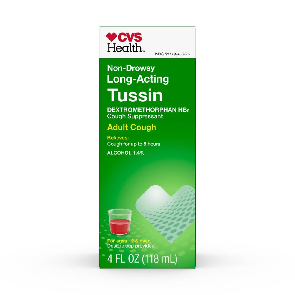 Cvs Health Non Drowsy Long-Acting Tussin Adult Cough Suppressant, 4 Oz