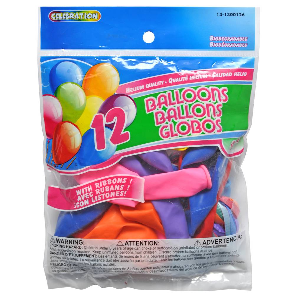 Balloons with ribbons, 15 Pack