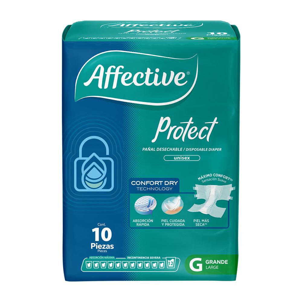 Affective pañales para adulto protect unisex g (paquete 10 piezas)