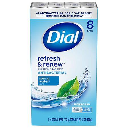 Dial Antibacterial Bar Soap Spring Water - 4.0 oz x 8 pack