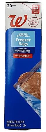 Complete Home Double Zipper Seal Freezer Bags Quart, 7 in x 7.75 in (20 ct)