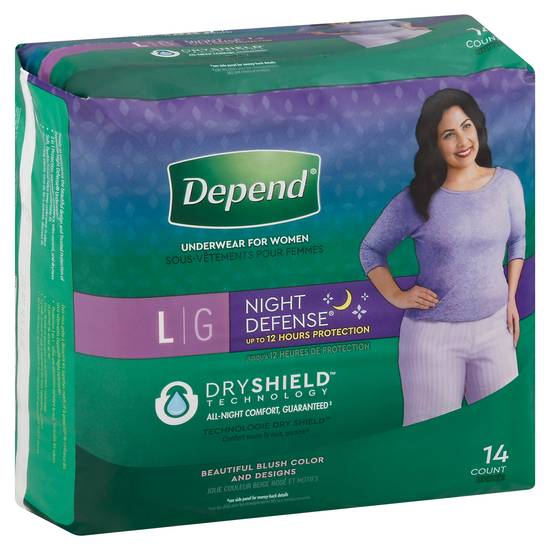 Depend Night Defense L/G For Women Underwear ( 14ct)
